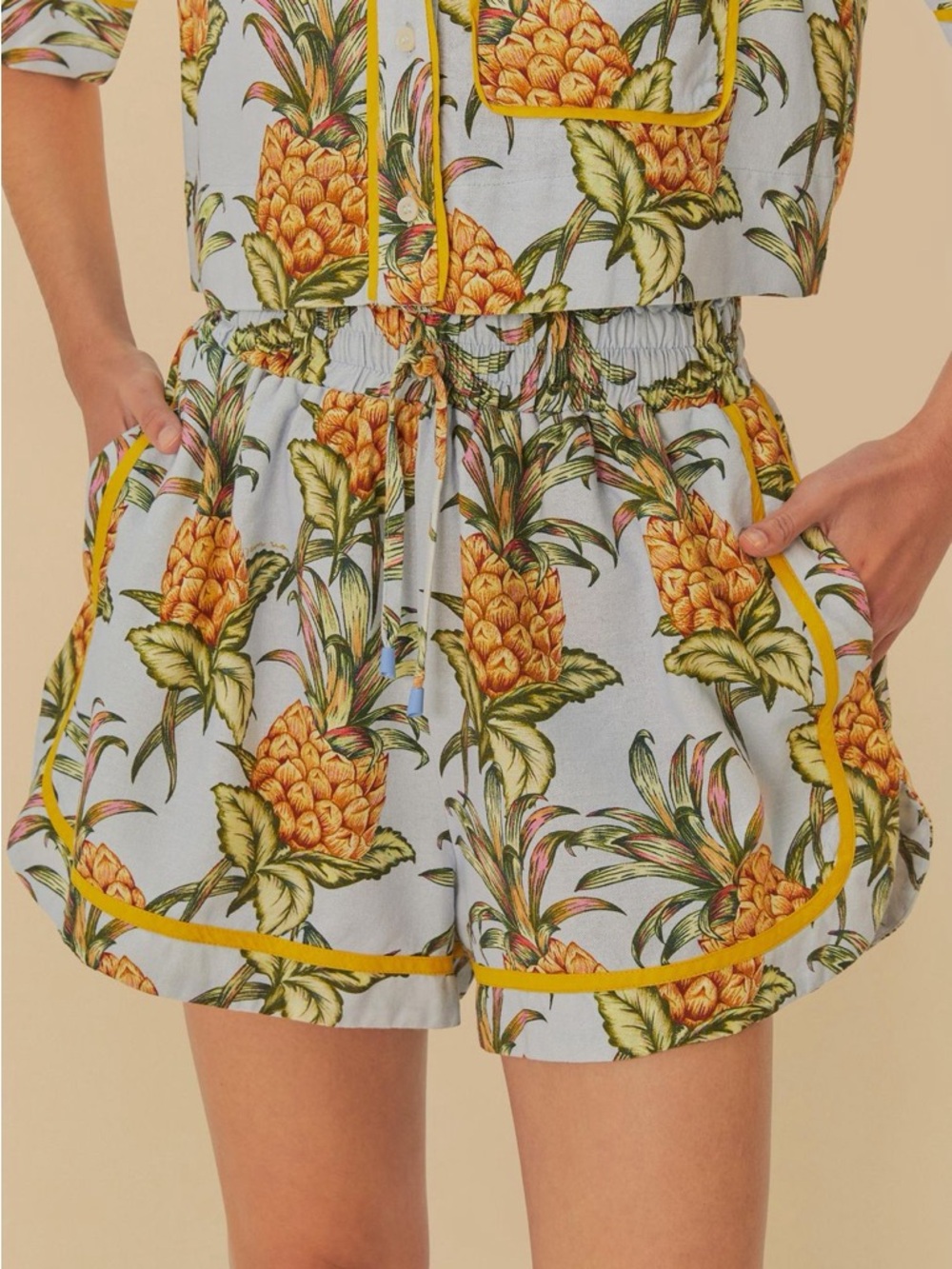 Farm Rio Pineapple Juice Print Shorts 🍍 NWT Brazil Exclusive 🇧🇷 Tropical Resort